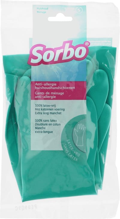 Sorbo | 6 paar Huishoudhandschoenen Anti-Allergie  | Maat S | Latexvrij | Groen