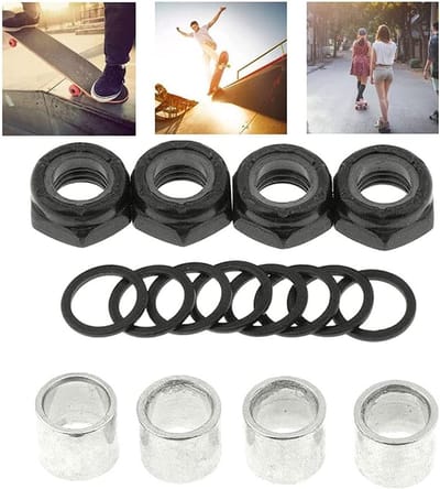 Dailygoods- Skateboard Truck Speed Kit - 16 Stuks Snelheidsringen - 8 Stuks Lager Spacers - 8 Stuks Moeren - 8mm Binnendiameter - Duurzaam Ijzer - Skateboard Hardware