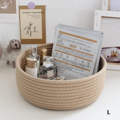 Paniers de rangement de bureau ronds Organisateur de clés de bijoux Télécommande Dortoir Chambre Bureau Jouets Cosmétiques Livres Boîtes à stylos gray