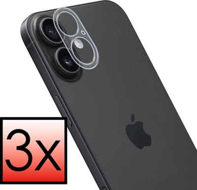 Camera Lens Protector - 3 Stuks - Geschikt voor Apple iPhone 16 - Camera Screenprotector - Beschermglas - Gehard Glas - Tempered Glass - Screen Protector