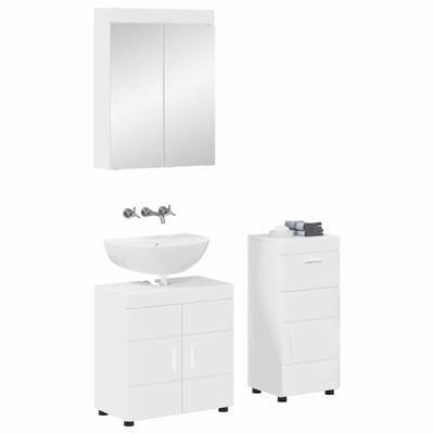 vidaXL - Badkamermeubel - Set - TULUM - 3 - st - Hoogglans - wit - 60 - x - 34 - x - 63 - cm