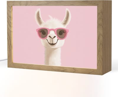 Nachtlampje 30x20 cm - Kinder lampje - Lama - Zonnebril - Roze - Tafellamp kinderkamer - Slaapkamer lamp - Bedlamp kinderen - Kinderlampje stopcontact - Wandlamp babykamer - Nachtlampjes