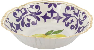 ARTYFETES - 8 kommen citroenen karton koningsblauw, geel, wit en goud 13,5cm mediterraan bloemmotief
