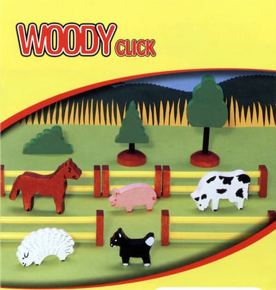 Beleduc Woody Click Boerderijdieren - 15-delige bouwset van rubberwood