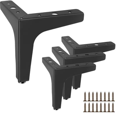 Dailygoods- Meubelpoten 15 cm - Set van 4 - Metalen Tafelpoten - Zwart - Moderne Driehoekige Vorm - Inclusief Schroeven