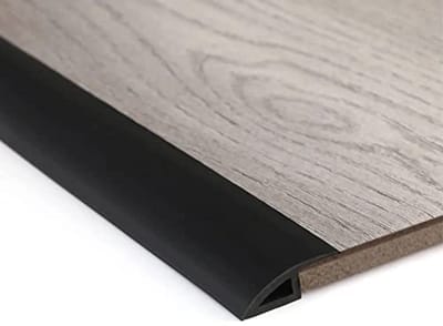 Overgangsprofiel voor vloeren - drempelband zelfklevend - PVC-rubber - laminaatvloer rand - vloerverbinding - drempelstrip - zwart - 10 mm.