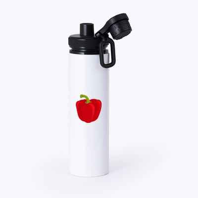 Hacebo® - Rode Paprika waterfles met draaidop zwart - Groente - Groente liefhebbers - paprika - vruchtgroente - puntpaprika - water fles - 850ML