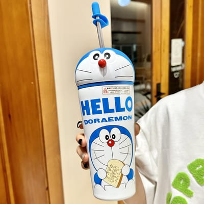 Tasse Thermos Jingdong Chat Doraemon Tasse à Café Acier Inoxydable Enfants Tasse Thermos Grand Bouchon Tasse à Glace Tasse à Eau Durable Durable 600ml