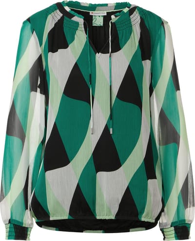 Street One Printed chiffon blouse with smock detail maat 40