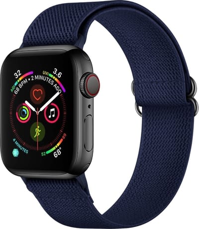 Nylon bandje - geschikt voor Apple Watch 1/2/3/4/5/6/7/8/9/10/11/ SE (1,2,3) met maat 38 mm / 40 mm / 41 mm en 42 mm (Watch 10/11) - donkerblauw