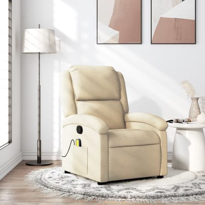 vidaXL - Massagestoel - met - crèmekleurige - stof