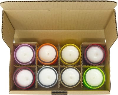 Set van 8 Veelkleurige Citronella Kaarsen in Glazen Potten - Insectenwerend en Duurzaam