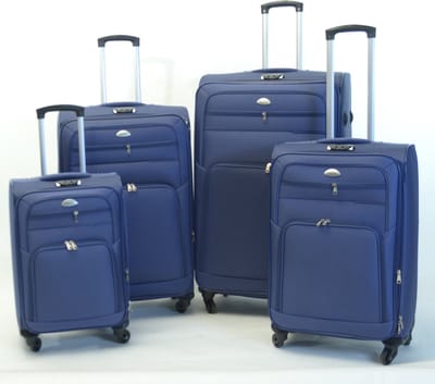 Kofferset Banerle - 4 Delig Softcase - 4 Wielen Reisbagage - Blauw