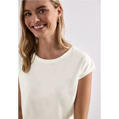 Shirt met boothals en decoratief detail