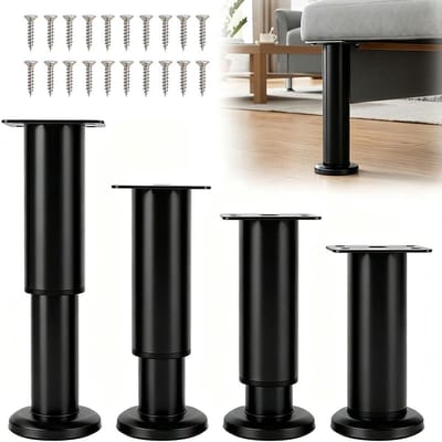 verstelbaar, 12-18 cm, 4 stuks, zwart, in hoogte verstelbaar, metaal, in hoogte verstelbare poten voor meubelpoten, kastpoten, tafelpoten, commodepoten, bedpoten