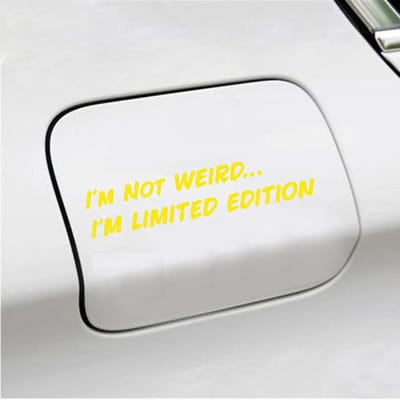 Bumpersticker - Im Not Weird - 4 X 20 - Geel