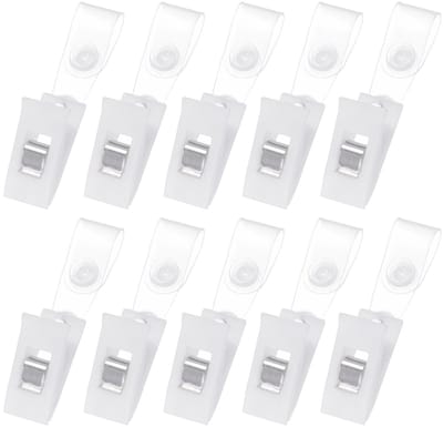 Fako Bijoux - Badgehouder Clips Kunststof - Wit - Met Bevestigingsstrip - Naamkaarthouder Clip - Naambadge Klem - 12x28mm - 10 Stuks