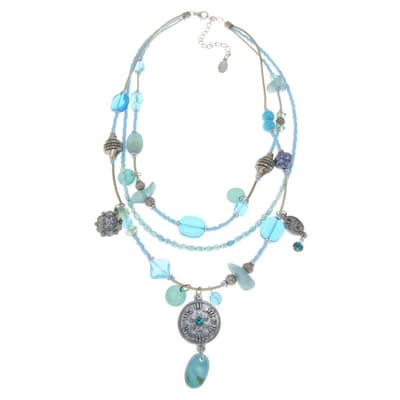Behave - Ketting met blauwe kralen en schelphanger - Boho strandstijl
