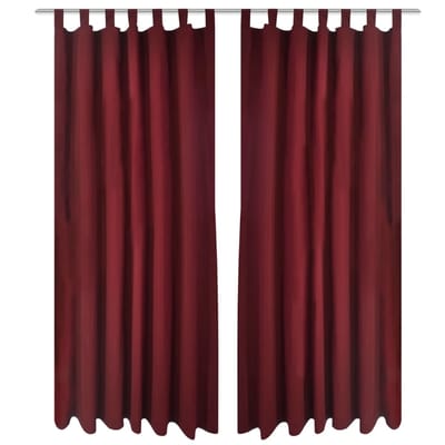 vidaXL Micro-Satijnen Gordijnen met Ringen 140 x 245 cm 2 stuks (Wijnrood)