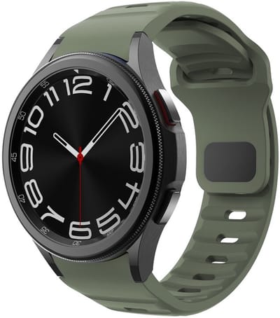 Siliconen wave bandje - geschikt voor Samsung Galaxy Watch 7 (40 & 44mm) / Watch 6 (Classic) / Watch 5 (Pro) / Watch 4 (Classic) / Watch FE - druksluiting - army groen
