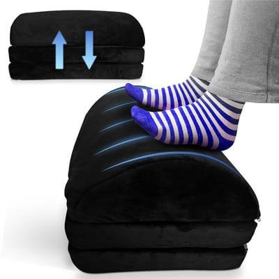 Voetensteun Bureau met Voetwarmer - Ergonomisch Voetenbankje - 3 Verstelbare Hoogtes - Zachte Wollen Voering - Antislip