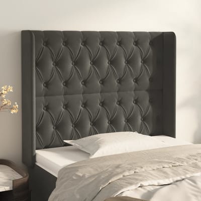 vidaXL - Hoofdbord - met - randen - 103x16x118/128 - cm - fluweel - donkergrijs