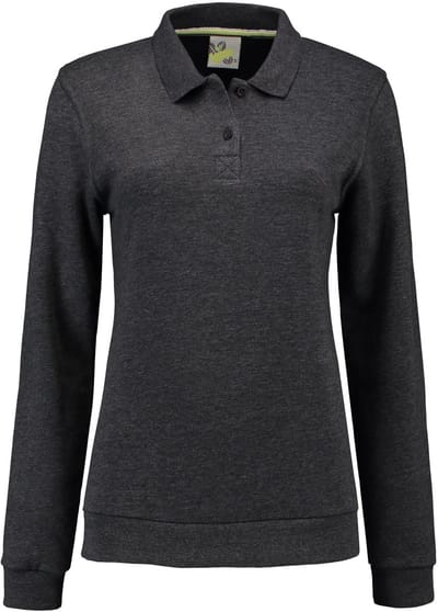 Lemon & Soda polosweater voor dames in de kleur Antracite in de maat M.