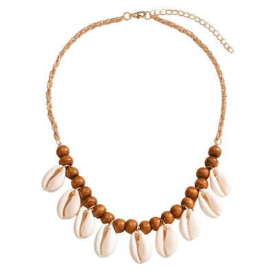 Marama - damesketting Ibiza Shell Oranje - natuurlijke schelpen - collier - boho ketting - festival