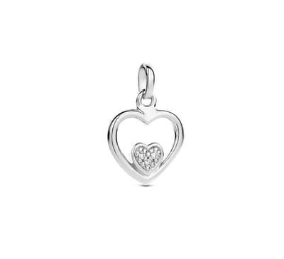 Zilver Gerhodineerde Hanger hart zirkonia 1334113