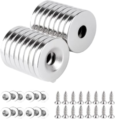 Extra sterke neodymium magneten - Grote ronde magneten met gat 18 x 3 mm M5 voor koelkast en keuken - Verpakking van 16 stuks
