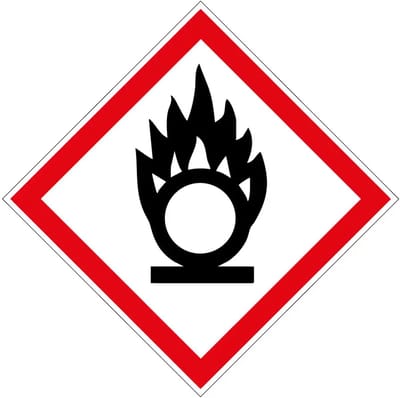 GHS03 oxiderende stoffen bord | gecoat dibond materiaal | 10 x 10 cm