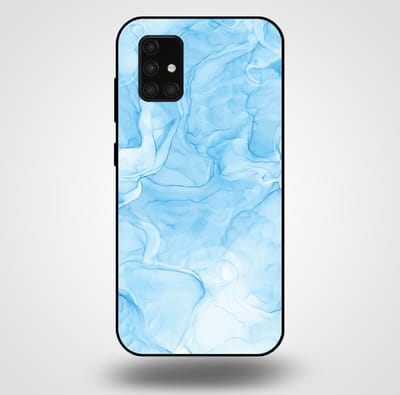 Smartphonica Telefoonhoesje voor Samsung Galaxy A71 5G met marmer opdruk - TPU backcover case marble design - Lichtblauw geschikt voor Samsung Galaxy A71 5G
