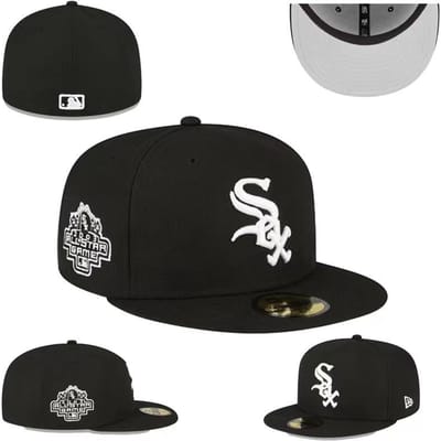 Chicago White Sox maat pet, gesloten hoed, honkbalpet, zonneklep, geborduurde hoed, diverse kleuren 718 white