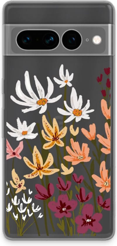 Case Company® - Hoesje geschikt voor Google Pixel 7 Pro hoesje - Painted wildflowers - Soft Cover Telefoonhoesje - Bescherming aan alle Kanten en Schermrand