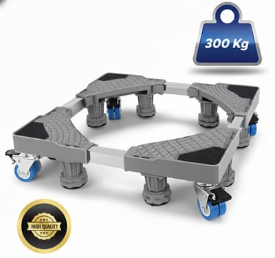 LUXEVI Wasmachine Verhoger met Wielen - 4 Poten - Verstelbaar 43-66 cm - 300 kg - Zwart - Wasmachine op- & ombouwmeubel - Wasmachine Sokkel - Kast - Ook voor Droger, Koelkast, Vaatwasser en Vriezer