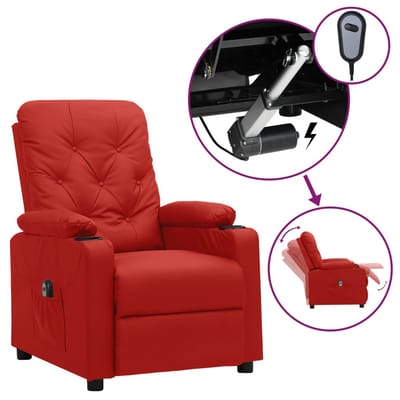 vidaXL - Fauteuil - verstelbaar - elektrisch - kunstleer - wijnrood