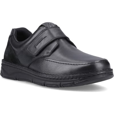Hush Puppies Forde Klitteband Leren Heren Zwarte Instappers