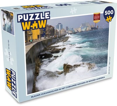 Puzzel Blauwe oceaangolven in het Cubaanse Havana in Noord-Amerika - Legpuzzel - Puzzel 500 stukjes