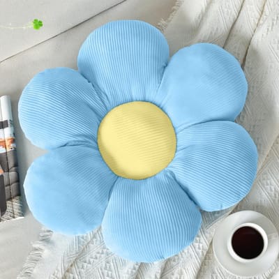 Bloemvormig Sierkussen - Pluche Kussen - Decoratief Zitten - Driedimensionaal Ontwerp - 60 cm - Blauw