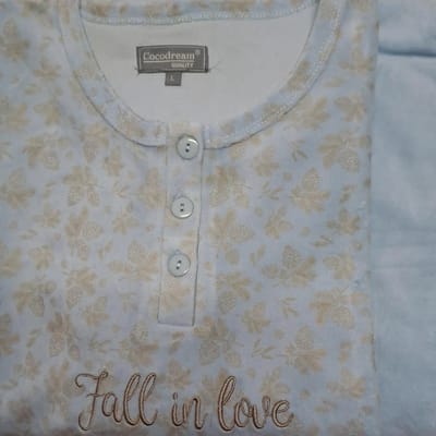 Cocodream dames pyjama velours - maat L - Fall in love - blue