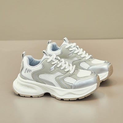 Dad Shoes Nieuwe Ademende Mesh Verhogende Sneakers met Rokken Veelzijdige Hardloopschoenen Dames 40 gray