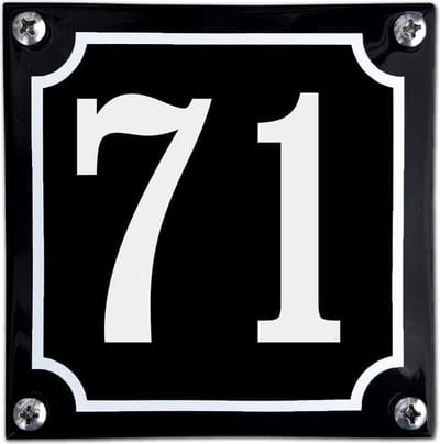 Zwart emaille huisnummer  - 71