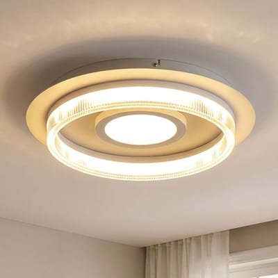 Plafondlamp LED plafondlamp Woonkamerlamp zandkleur Eetkamerlamp, metaal, 24W 1240lm 3000K, DxH 40x8,5 cm