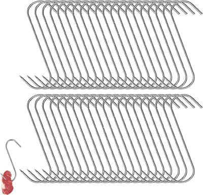 Roestvrijstalen Vleeshaak - Duurzaam en Roestbestendig, 14cm - Perfect voor Barbecue, Roken en Koken, Geschikt voor Slagerijen en Vleesbereiding