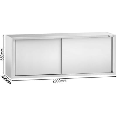 GGM Gastro Edelstahl Wandhängeschrank PREMIUM - 2000x400mm - mit Schiebetür - 650mm hoch Zilver