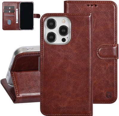 UNIQ Accessory Back Cover - Hoesje voor iPhone 15 Pro - Bruin - 360° Bescherming - Magnetische Sluiting