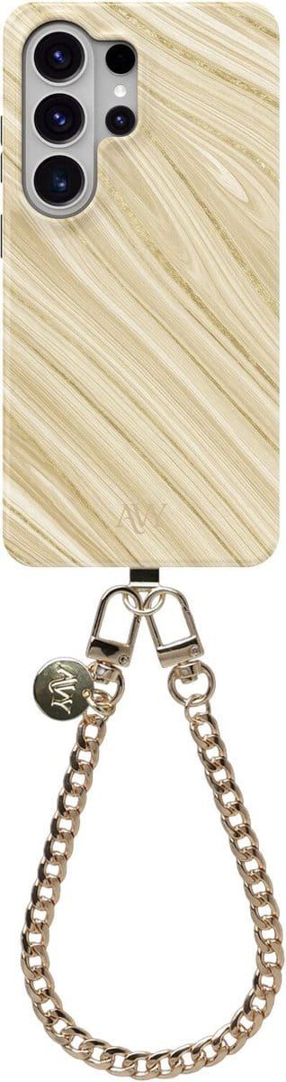 AVY Hoesje Met Telefoonkoord | Geschikt voor Samsung Galaxy S26 Ultra | Compatibel met MagSafe & Qi2 | Hard Shell Back Cover | Stijlvol Bijpassend Koord Polsbandje (30CM) | Aurum Lien