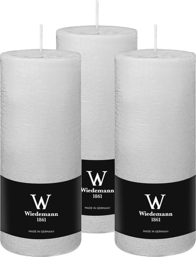 Wiedemann Cilinderkaars/stompkaars - 3x - rustieke kaars - wit - 7 x 16 cm - 66 branduren