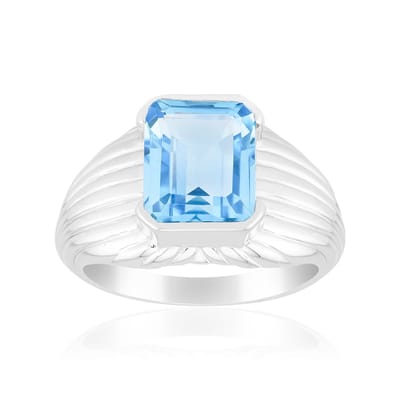 Cavill - 925 Sterling Zilver Ring - 3,511 ct Marambaia Topaas - Achthoekige Trapslijping - Handgemaakte Braziliaanse Edelsteen - Elegante Damesring