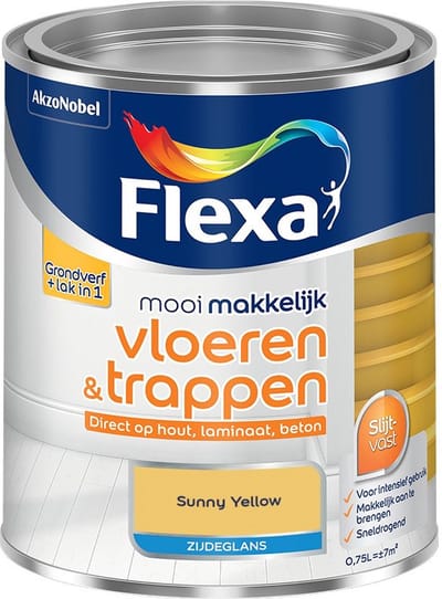 Flexa - Mooi Makkelijk Vloeren & Trappen Zijdeglans - Sunny Yellow - Mengverf - 750 Ml